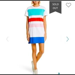 Like New Etre Cecile Big Stripe Oversize White T-Shirt Dress Size Large